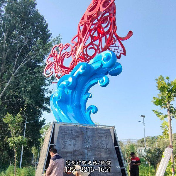 廣場不銹鋼創意抽象海浪景觀雕塑（3）