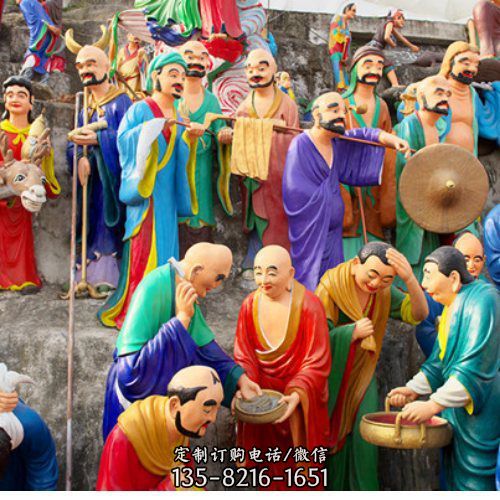 大型鑄銅彩繪十八羅漢佛像寺廟景觀雕塑擺件（2）