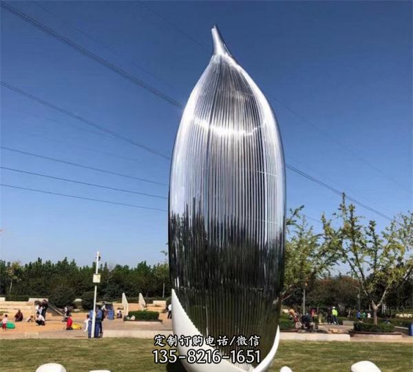 廣場水景大型抽象創意藝術金屬美陳擺件鏡面不銹鋼雕塑 （1）