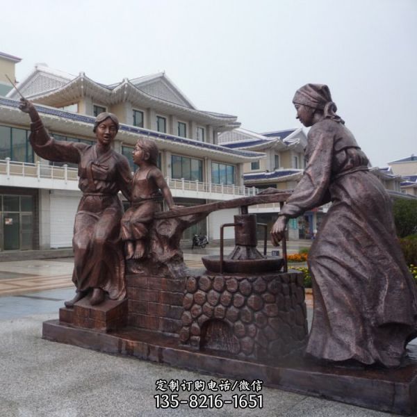 工廠創意民俗小品玻璃鋼仿銅人物雕塑（3）