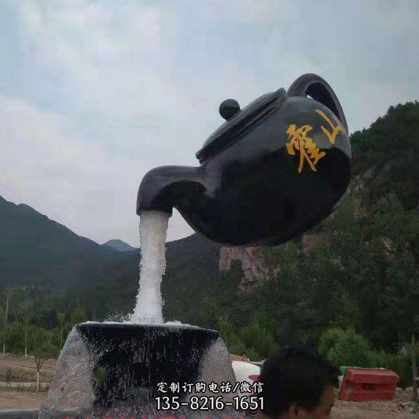 大型戶外玻璃鋼懸浮流水天壺雕塑 （1）
