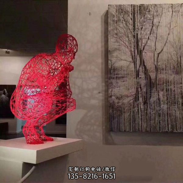 廣場戶外創意不銹鋼；鏤空鐵藝工藝品人物景觀照明雕塑（4）