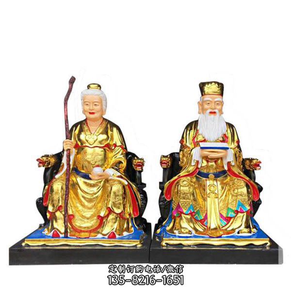 玻璃鋼彩繪寺廟供奉神佛土地公 土地婆雕塑（4）