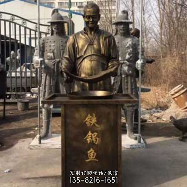 廣場大型玻璃鋼仿銅農耕民俗人物雕塑（3）