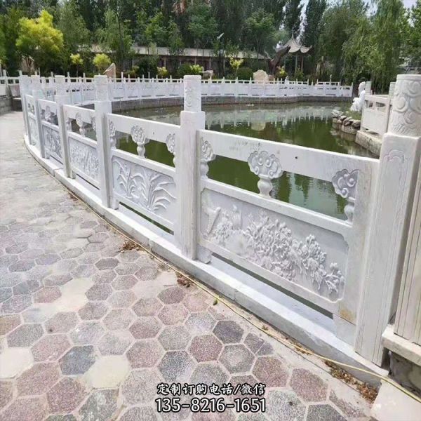 河道景區漢白玉雕刻防護欄桿雕塑 （2）