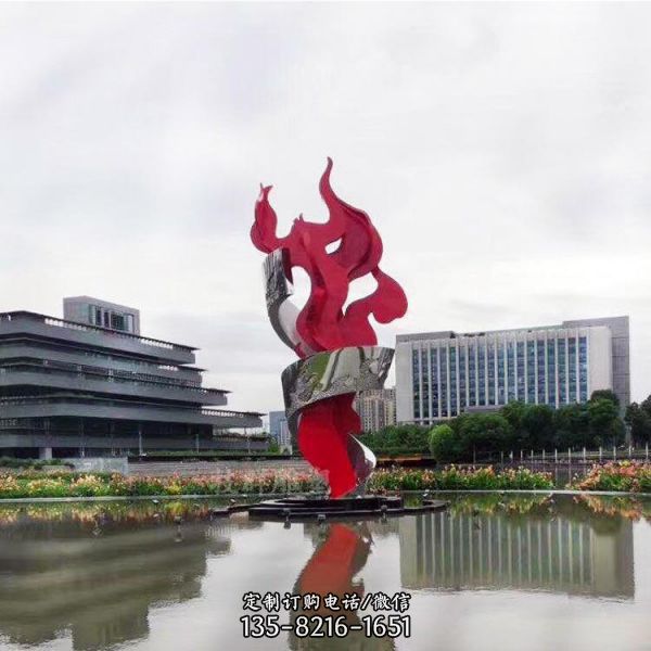 大型戶外廣場景觀不銹鋼火炬雕塑 （2）
