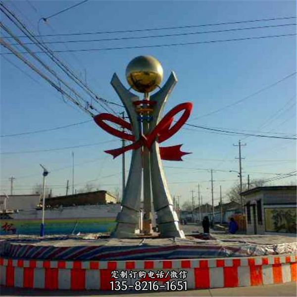 廣場抽象景觀不銹鋼鏡面城市標志景觀雕塑（1）