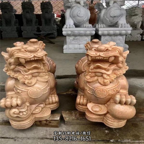 庭院門前擺放漢白玉大象動物擺件 （4）