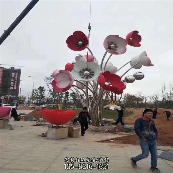 廣場不銹鋼花抽象景觀雕塑（1）