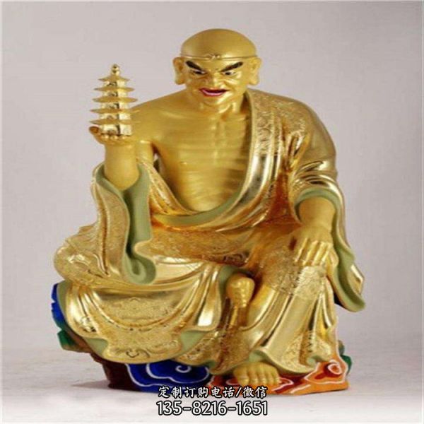 寺廟擺放彩繪十八羅漢純銅佛像（2）