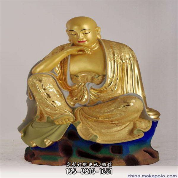 寺廟擺放彩繪十八羅漢純銅佛像（1）