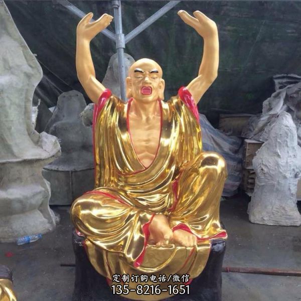 寺廟擺放彩繪十八羅漢純銅佛像（4）
