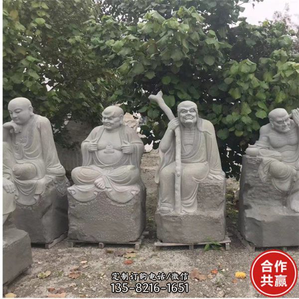 大理石石雕宗教寺廟景區十八羅漢雕塑