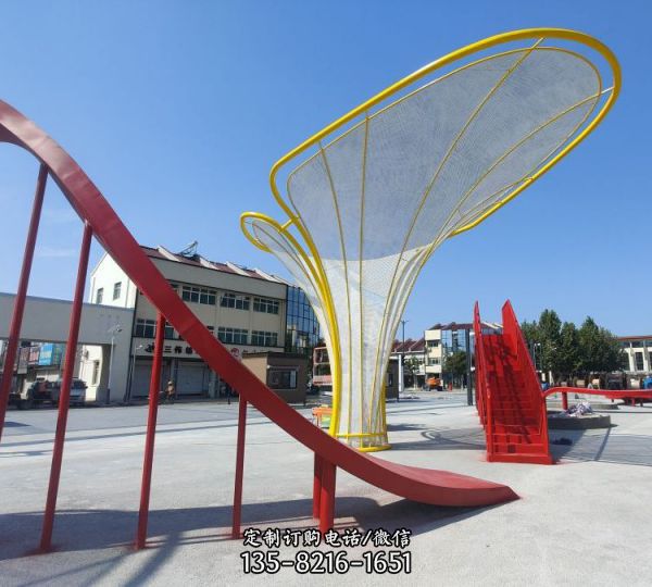 戶外廣場大型不銹鋼抽象鏤空花朵雕塑（1）