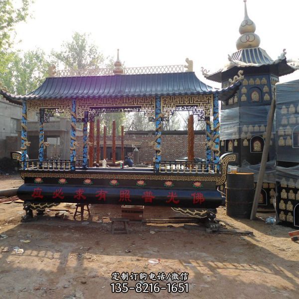 寺廟玻璃鋼仿銅香爐雕塑（3）