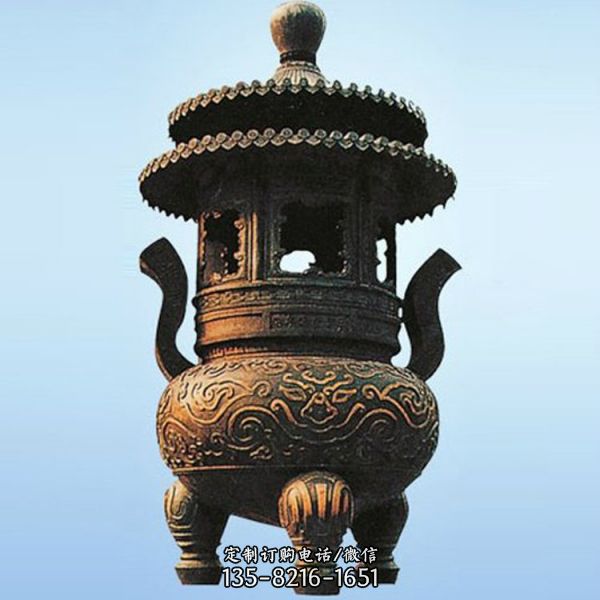 寺廟玻璃鋼仿銅香爐雕塑（1）