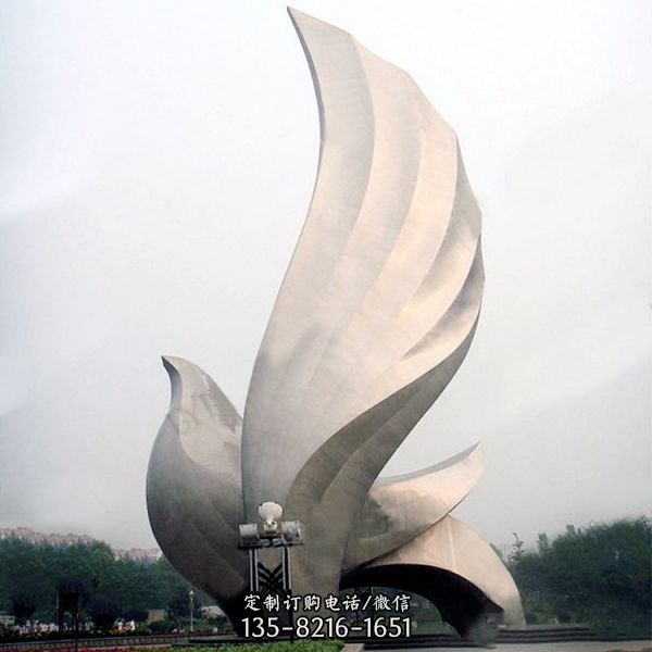 校園景觀抽象鏡面創意擺件不銹鋼鴿子雕塑（5）