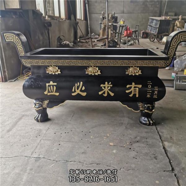 大號型紫銅長方形香爐鑄造 景區大頂四龍柱香爐雕塑（4）