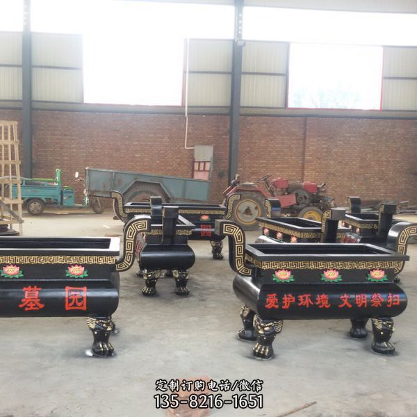 大號型紫銅長方形香爐鑄造 景區大頂四龍柱香爐雕塑（2）