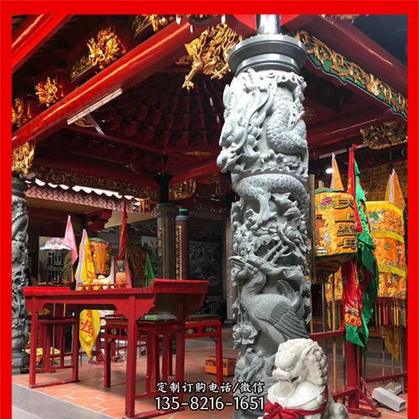 廣場寺院裝飾擺放大理石雕刻龍柱雕塑（2）