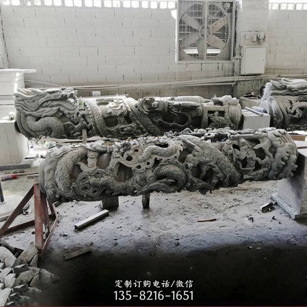 廣場寺院裝飾擺放大理石雕刻龍柱雕塑（3）