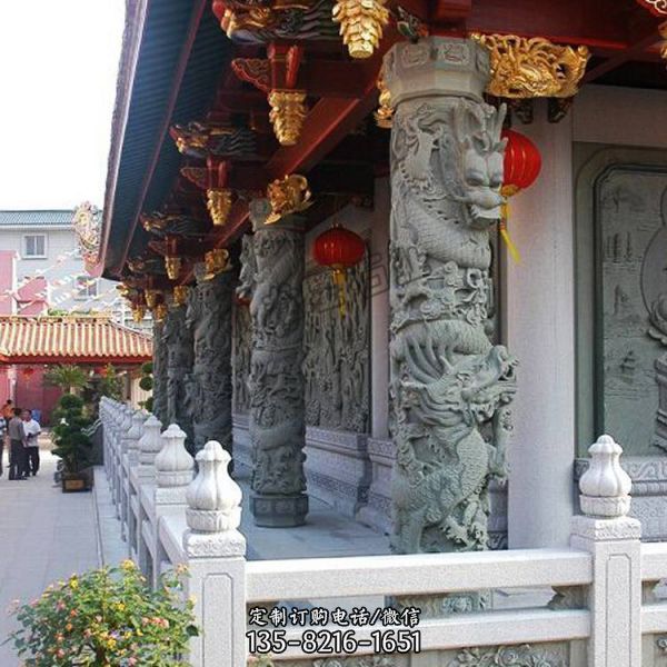 廣場寺院裝飾擺放大理石雕刻龍柱雕塑（1）