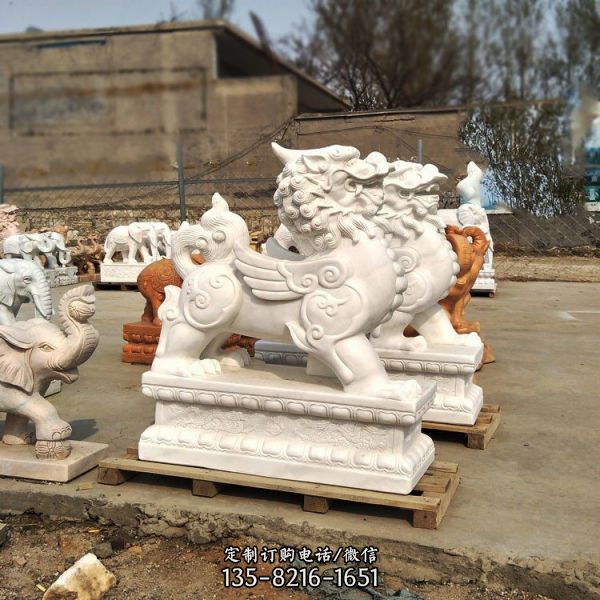 石雕貔貅漢白玉大理石瑞獸動物酒店門口開業裝飾擺件 戶外景觀擺設