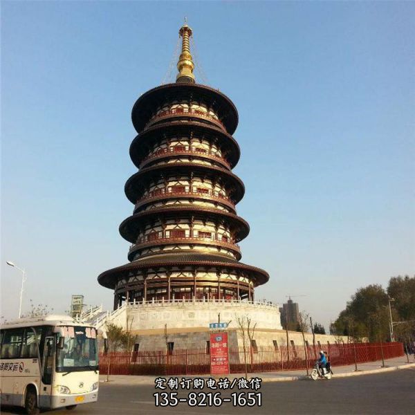 景區寺廟大型不銹鋼噴漆佛塔雕塑（2）
