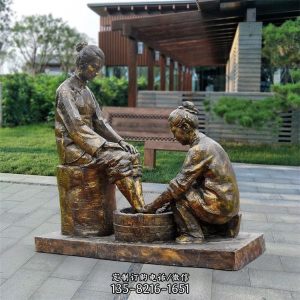 街道玻璃鋼仿銅民俗農耕人物雕塑（3）