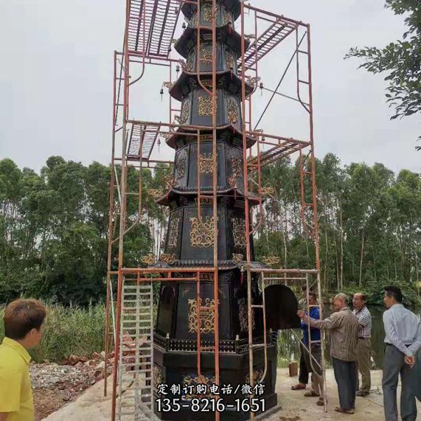 寺廟擺放鑄銅鍛造多層千佛塔擺件