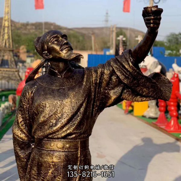 學(xué)院廣場(chǎng)擺放玻璃鋼古代詩(shī)人李白雕塑（2）