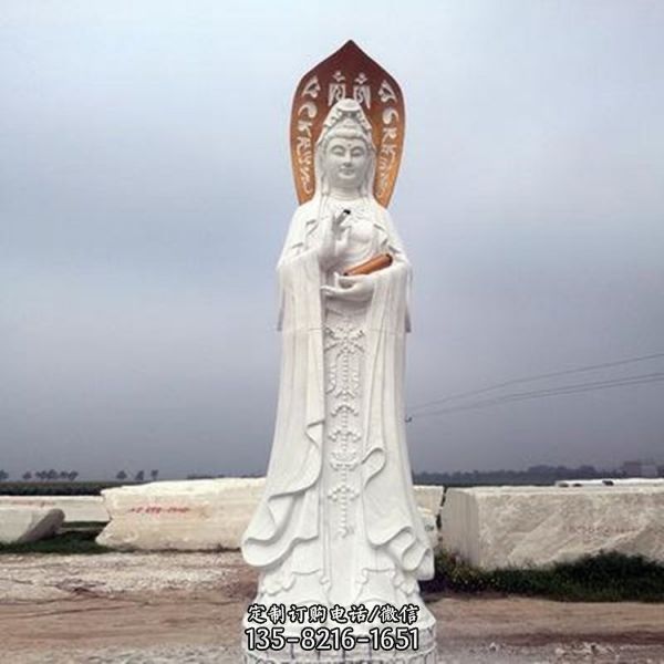 寺廟大型漢白玉觀音佛像雕塑 （1）