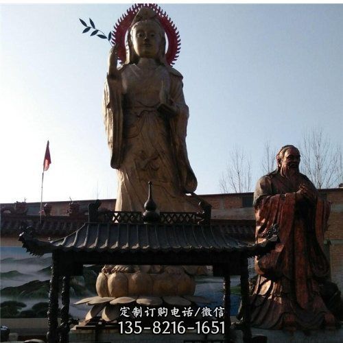 寺廟大型玻璃鋼漆金觀音雕塑 （2）