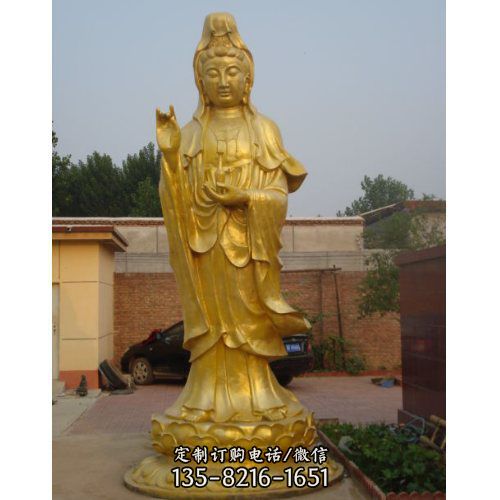 寺廟大型玻璃鋼漆金觀音雕塑 （1）