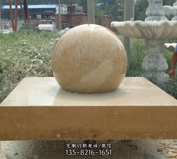 企業園林擺放大理石風水球噴泉雕塑（2）