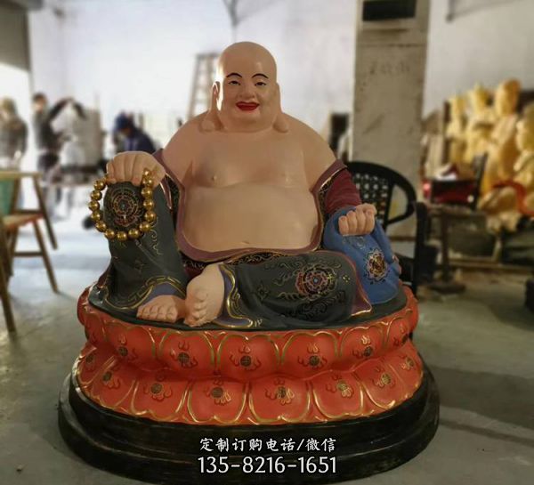 寺廟擺放彌勒佛玻璃鋼彩繪佛像雕塑（1）