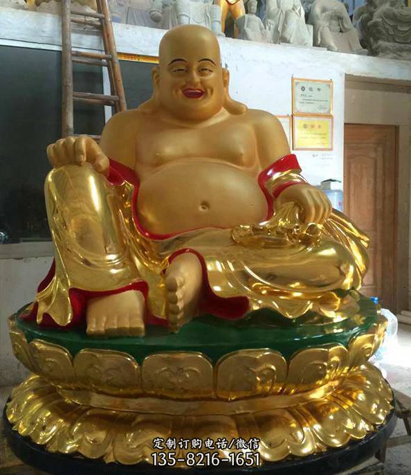 寺廟擺放彌勒佛玻璃鋼彩繪佛像雕塑（3）