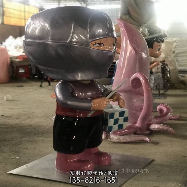 游樂園擺放玻璃鋼卡通女孩雕塑（2）