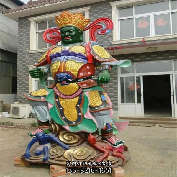  鑄銅佛像彩繪貼金四大天王雕塑（2）