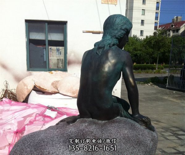 景區公園擺放玻璃鋼仿銅美人魚藝術擺件雕塑（2）