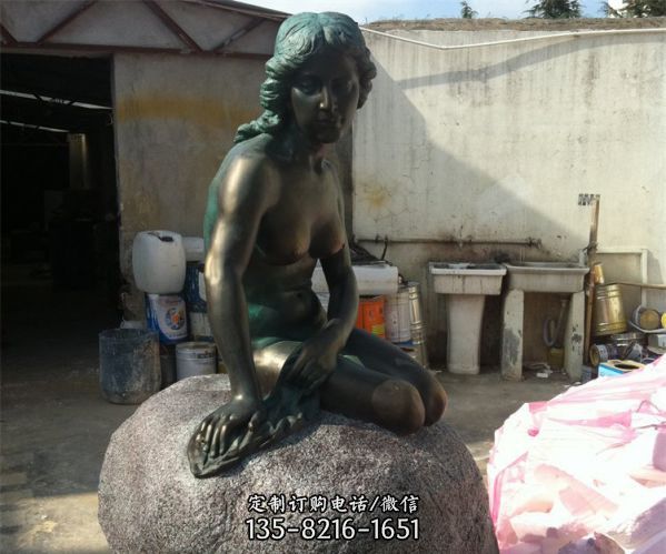 景區公園擺放玻璃鋼仿銅美人魚藝術擺件雕塑（1）