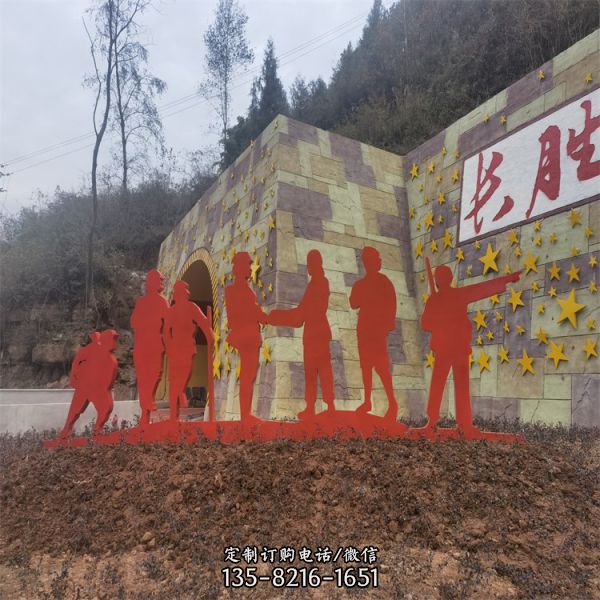 紅色景區擺放不銹鋼剪影噴漆愛國人物雕塑（2）