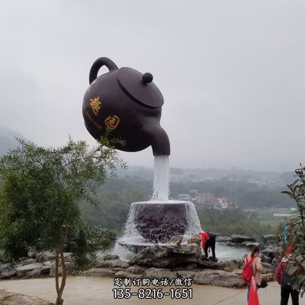  玻璃鋼仿真茶壺 戶外園林大型懸浮天壺擺件雕塑（2）