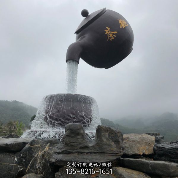  玻璃鋼仿真茶壺 戶外園林大型懸浮天壺擺件雕塑（4）