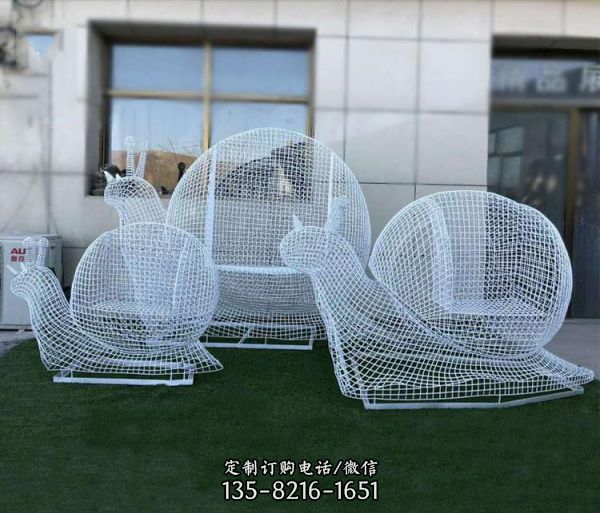 公園鐵藝不銹鋼鏤空大蝸牛雕塑（2）