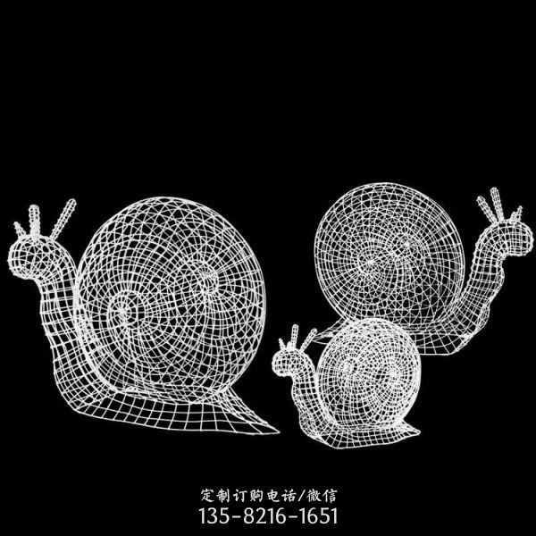 公園鐵藝不銹鋼鏤空大蝸牛雕塑（5）