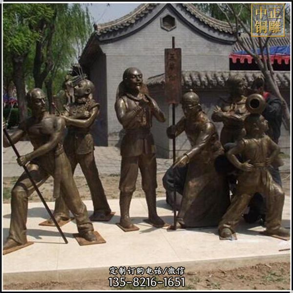 步行街古代民俗 情景小品玻璃鋼仿銅人物雕塑（7）