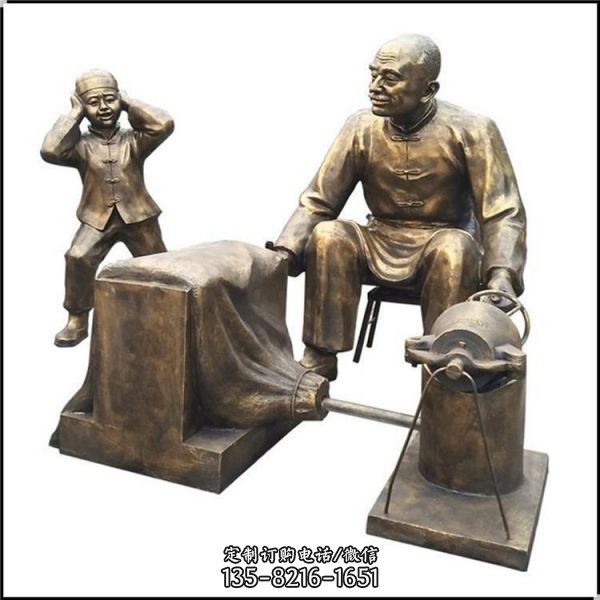 步行街古代民俗 情景小品玻璃鋼仿銅人物雕塑（4）