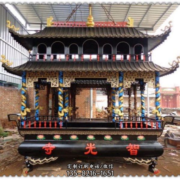 寺廟上香不銹鋼仿古香爐雕塑（3）