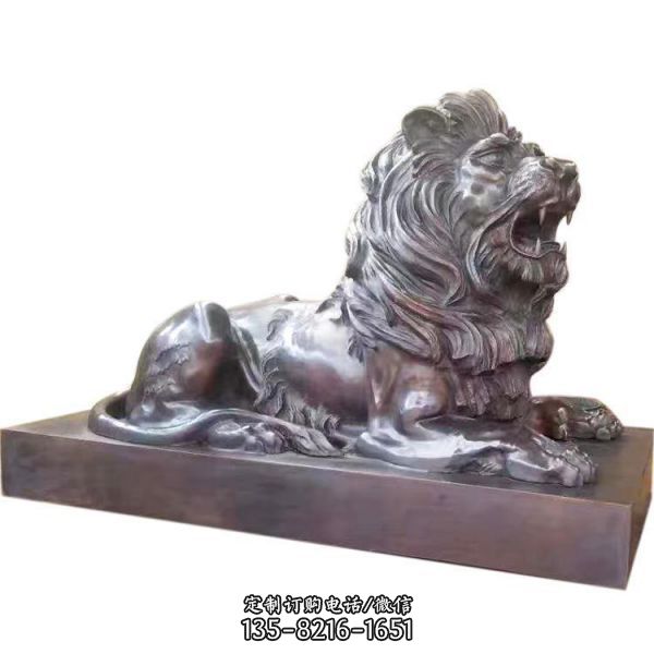 銅雕仿古門口對獅子雕塑大型景區裝飾擺件（3）